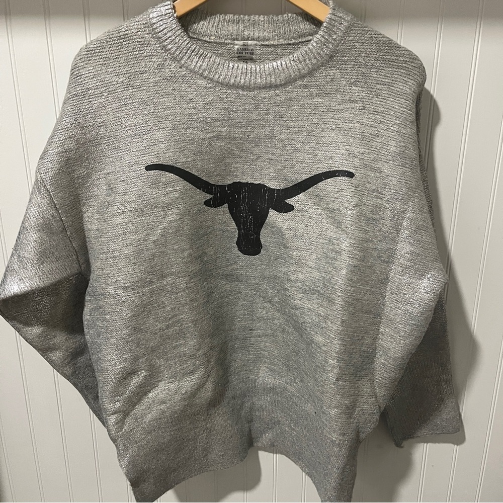 NWT Gameday Couture TEXAS Longhorns Shine Down Oversized Metallic Sweater, Mediu